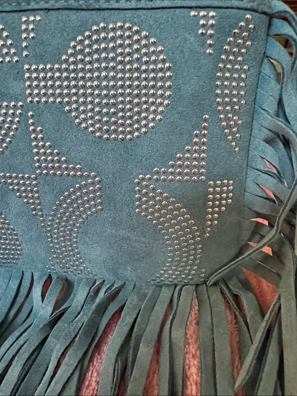 Coach Poppy “Bella” Studded Suede Fringe Wristlet - Picture 4 of 14